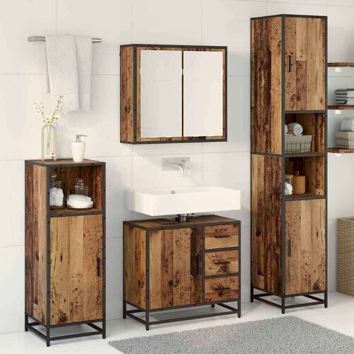  Set namje&amp;scaron;taja za kupaonicu 3 pcs Staro drvo 65 x 33 x 60 cm Slike