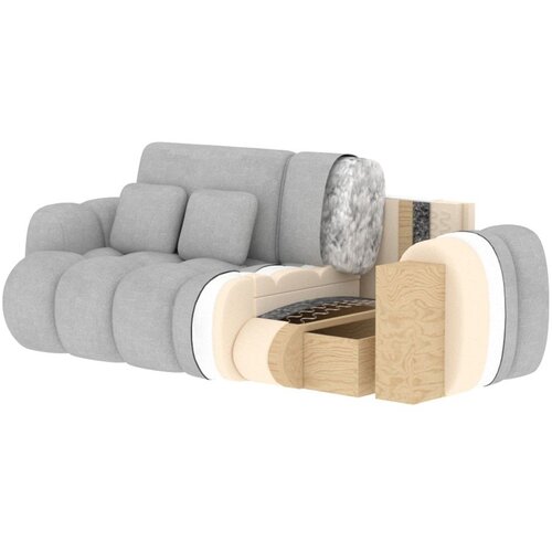 ELTAP Siva sklopiva sofa od boucl&amp;eacute; tkanine 256 cm Cotonn &amp;ndash; Slike