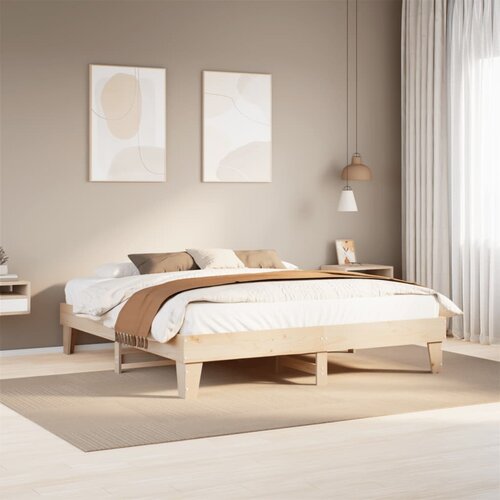 vidaXL Posteljni okvir brez vzmetnice 200x200 cm trdna borovina Cene