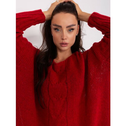 Fashion Hunters Dark red oversize knitted sweater OCH BELLA Slike