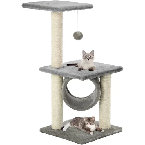 vidaXL penjalica za mačke sa stupovima za grebanje od sisala 65 cm siva