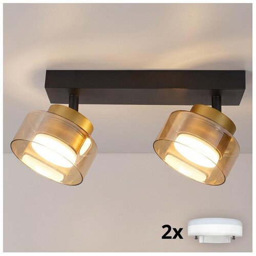 Brilagi LED RGB prigu&amp;scaron;iva ugradna spot svetiljka AURA LUX 2xGX53/14W/230V Wi-Fi Tuya crna/zlatna Slike