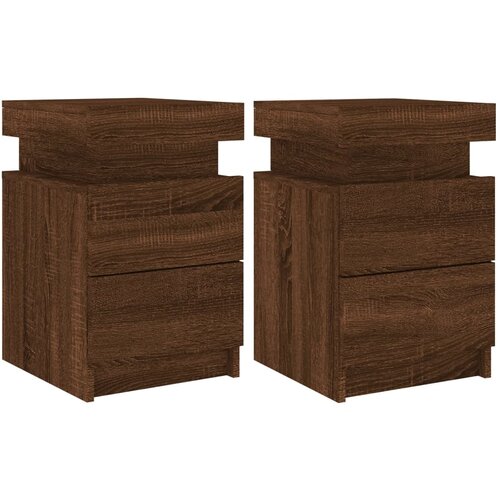 Maison Chic Dvo delni komplet Nočne omarice - Nočne mize z LED lučkami rjavi hrast 35x39x55 cm, (21690352) Cene