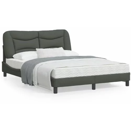 vidaXL Okvir za krevet s uzglavljem tamnosivi 140x200 cm od tkanine