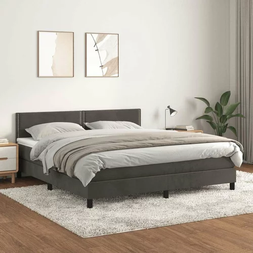  Box spring postelja z vzmetnico temno siva 160x200 cm žamet, (20898839)