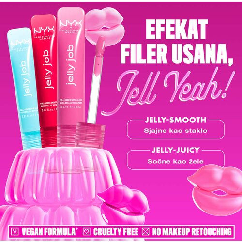NYX Professional Makeup Jelly Job svetleči sijaj za ustnice z učinkom povečanja odtenek Jelly Filled 7.5 ml Slike