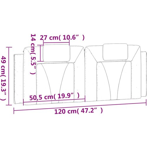  Jastuk za uzglavlje Viana bijeli 120 cm od umjetne kože Slike