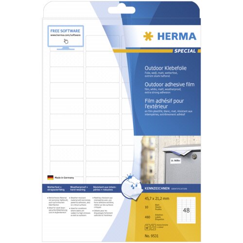 Herma Outdoor Adhesive Film 9535 45,7x21,2 10 sheets 480 pcs. Slike