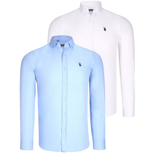 Dewberry DUO SET G725 MEN&amp;#039;S SHIRT-WHITE-BLUE Slike