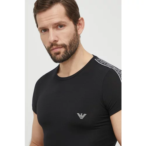 Emporio Armani Underwear Homewear majica kratkih rukava boja: crna, s aplikacijom, 111035 4R523