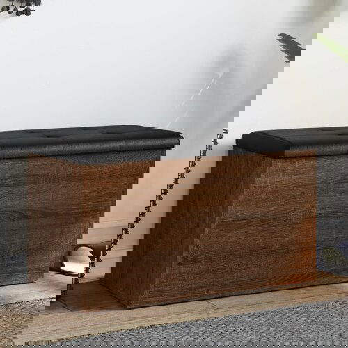 vidaXL Klop za shranjevanje rjavi hrast 82x42x45 cm inženirski les Cene