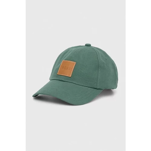 Boss Bombažna bejzbolska kapa zelena barva