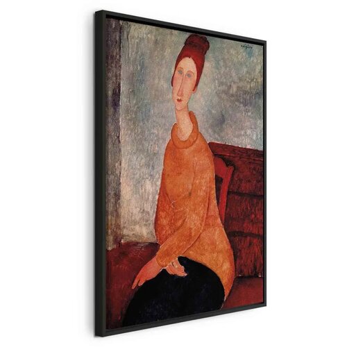  Slika - Amedeo Modigliani – Jeanne Hebuterne in a Yellow Sweater 60x90 U crnom drvenom okviru Cene