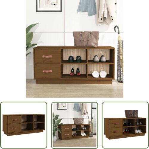 The Living Store Klop za čevlje medeno rjava 100x34x45 cm trdna borovina - Klop Za Čevlje, (21744707) Cene