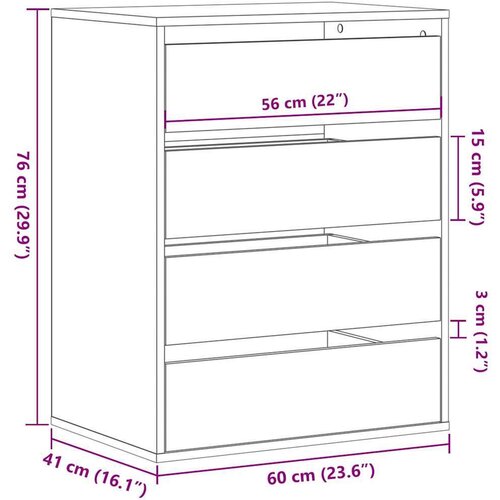 vidaXL Kutna komoda s ladicama bijela 60x41x76cm od konstruiranog drva Cijene