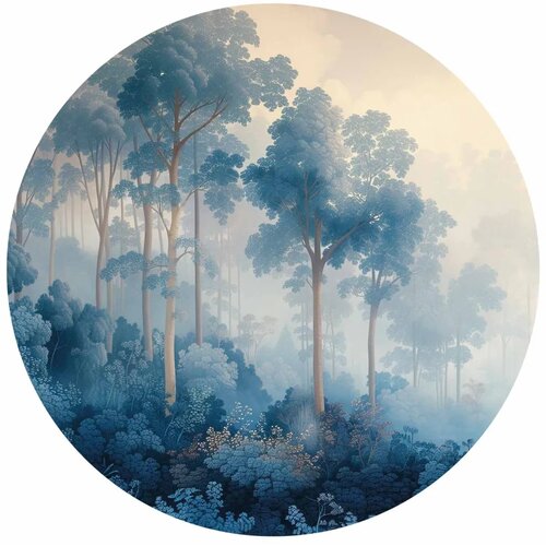  Okrugla fototapeta - A forest in misty shades of blue 180x180 Slike