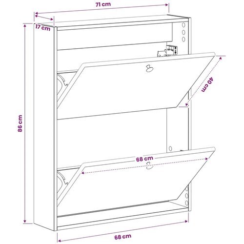  Ormar za cipele na zidu BREDA 71 x 17 x 86 cm Konstruirano drvo - Bijela Cijene