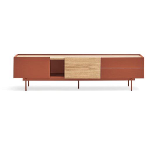 Teulat Opečnato oranžna/v naravni barvi TV omarica v hrastovem dekorju 180x45 cm Otto &amp;ndash; Slike