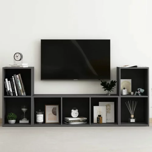 vidaXL Komplet TV omaric 3-delni siva iverna plošča, (20730564)