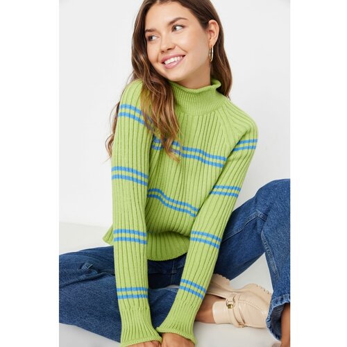 Trendyol Green Striped Knitwear Sweater Slike