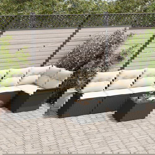 vidaXL 6-dijelni set vrtnih kauča s jastučićima smeđi poli ratan Cijene