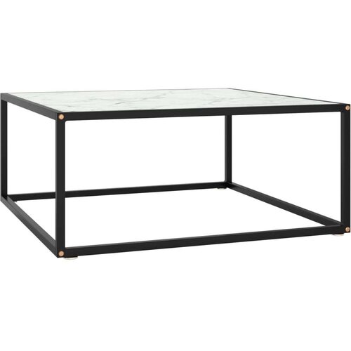 vidaXL Klubska mizica črna z belim marmornim steklom 80x80x35 cm Cene