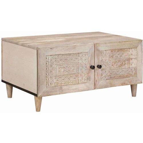 VidaXL Stolić za kavu s vratima Bež 80 x 50 x 40 cm masivno drvo manga Slike