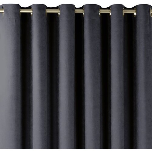  Curtain MILANA color graphite style classic golden gold metal eyelets chenille 220x245 HOMEDE Cijene