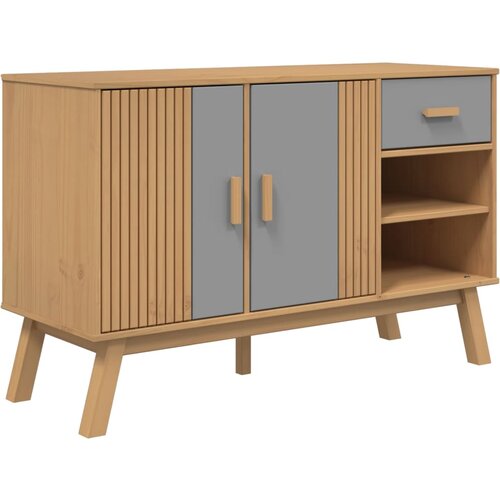 Maison Chic Komoda - Predalnik OLDEN siva in rjava 114x43x73,5 cm trdna borovina, (21719267) Cene