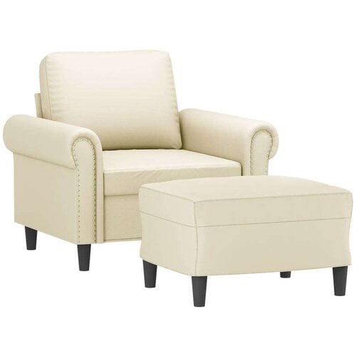 vidaXL Fotelj s stolčkom za noge krem 60 cm umetno usnje, (20909953) Cene