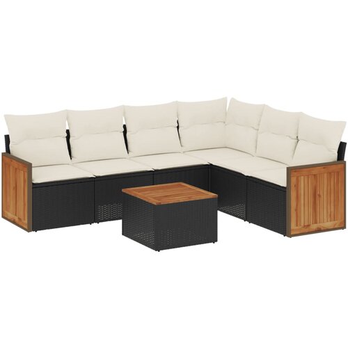 vidaXL 7-dijelni set vrtnih sofa od poliratana s jastucima crni Cijene