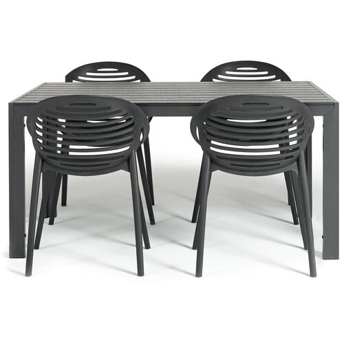 Bonami Selection vrtna jedilna garnitura za 4 osebe s črnimi stoli joanna in mizo viking, 90 x 150 cm Cene