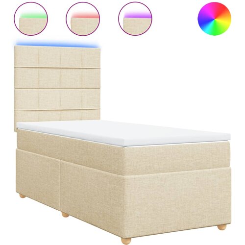 VidaXL Okvir kreveta s oprugama i madrac krem 80x200 cm od tkanine Slike