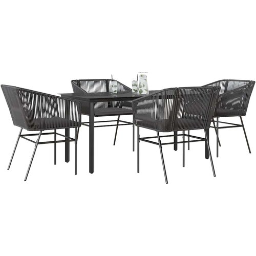 VidaXL 5-dijelni vrtni blagovaonski set s jastucima od crnog Slike