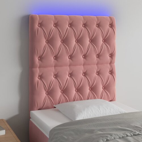 vidaXL LED posteljno vzglavje roza 80x7x118/128 cm žamet Cene