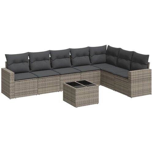  8-dijelni set vrtnih sofa od poliratana s jastucima sivi Slike