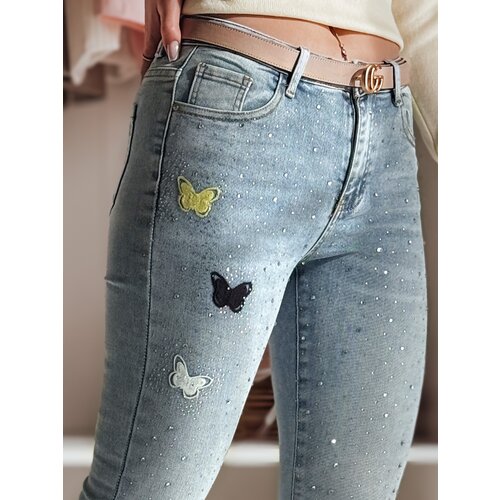 DStreet Spodnie damskie jeansowe skinny ze zdobieniem LUMITTA niebieskie Cene