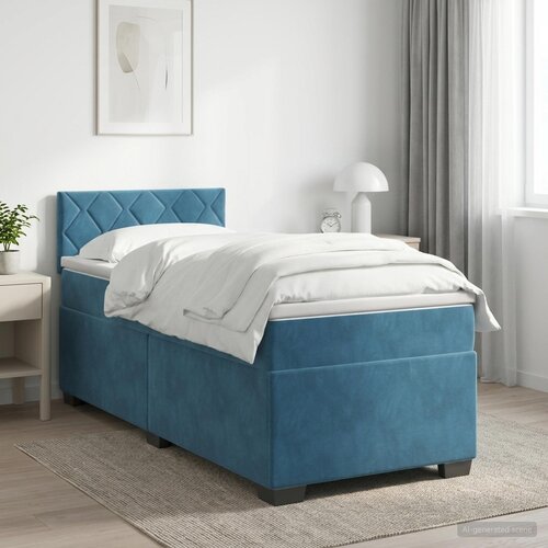  Boxspring krevet s madracem Tamno plava 90 x 190 cm Baršun Cene