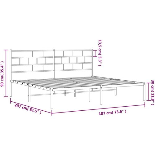 VidaXL Metalni okvir za krevet s uzglavljem bijeli 180x200 cm Slike