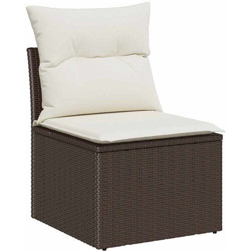  Sjedeća garnitura za vrt s jastukom 7 pcs Smeđa Poli ratan Slike