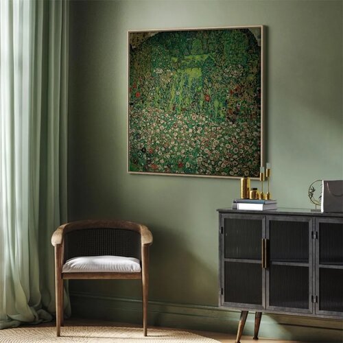  Slika - Gustav Klimt &amp;ndash; Gartenlandschaft mit Bergkuppe 40x40 U prirodnom drvenom okviru Slike