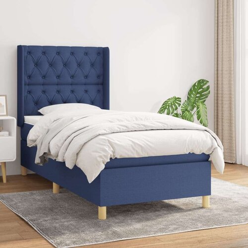  Box spring postelja z vzmetnico moder 80x200 cm blago, (20897064) Cene