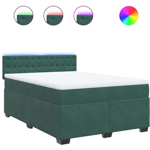 VidaXL Box spring postelja z vzmetnico temno zelena 140x200 cm žamet, (21304725) Slike