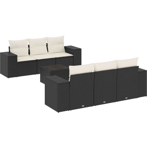  7-dijelni set vrtnih sofa od poliratana s jastucima crni Crna 93 x 62 x 69 cm Slike