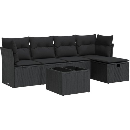 vidaXL 6-dijelni set vrtnih sofa s jastucima crni od poliratana Cijene