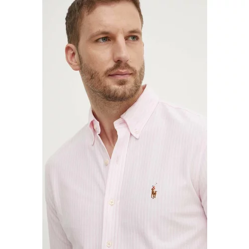 Polo Ralph Lauren Pamučna košulja za muškarce, boja: ružičasta, regular, s button-down ovratnikom, 710934575