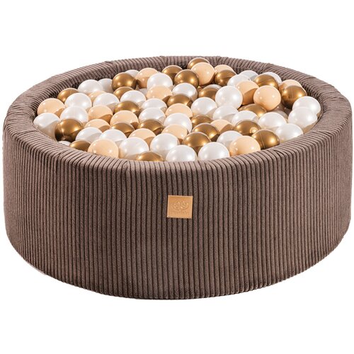 MeowBaby Smeđi bazen od korduroja s lopticama ø 90x30 cm Montessori - Cijene