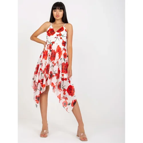 Fashion Hunters White and red dress with floral straps