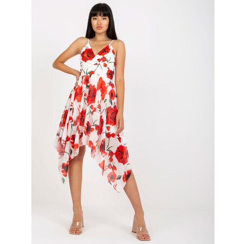 Fashion Hunters White and red dress with floral straps Slike