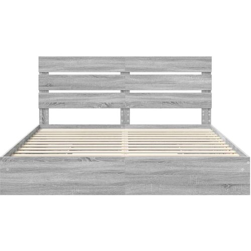  Krevet s od storage Siva Sonoma 200 x 200 cm Konstruirano drvo Slike